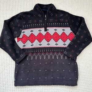 Southwestern Fleece Catalina Black and Red Zip Up Sweater